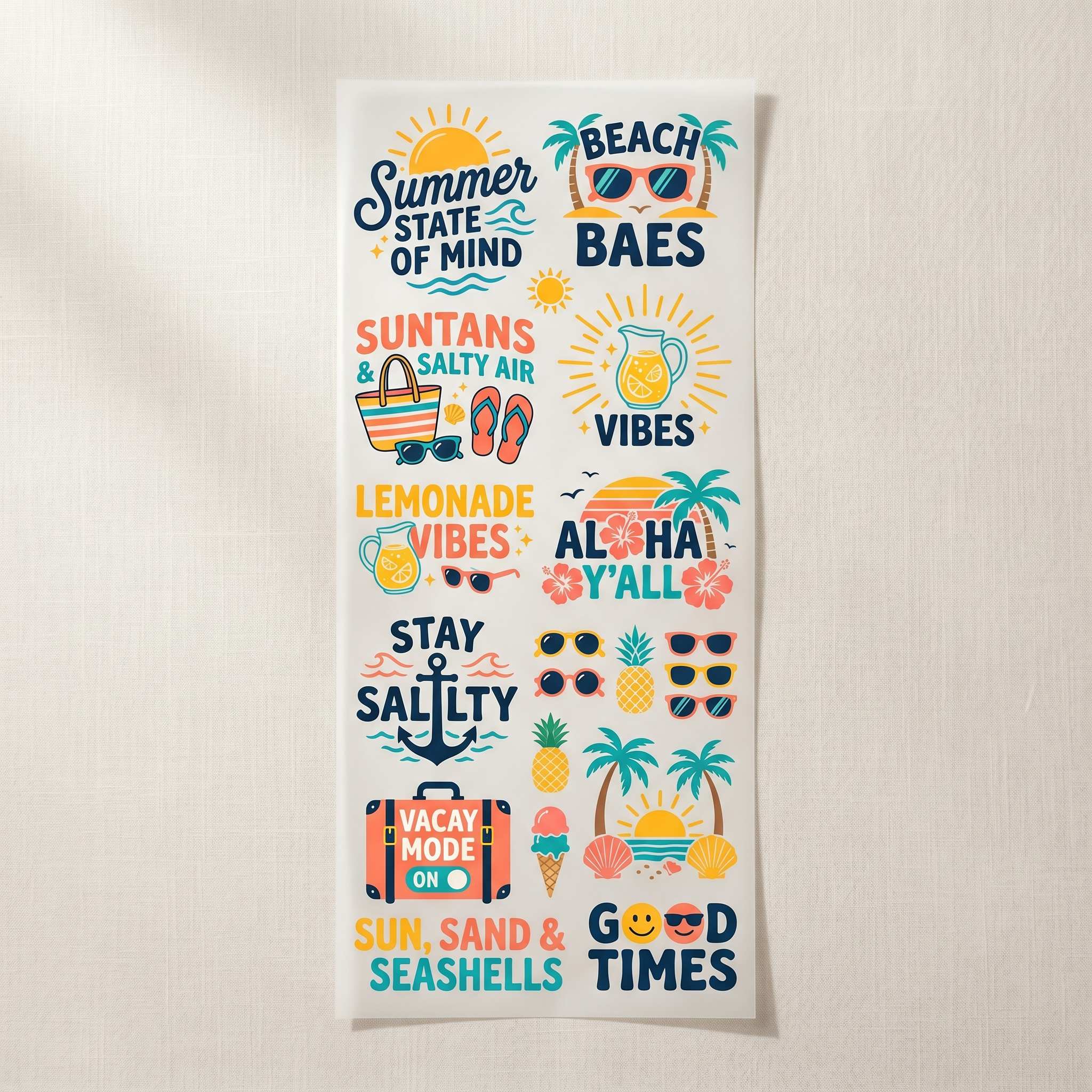 Summer Fun Vibes Premade DTF Transfer Gangsheet - 22 x 60 product image