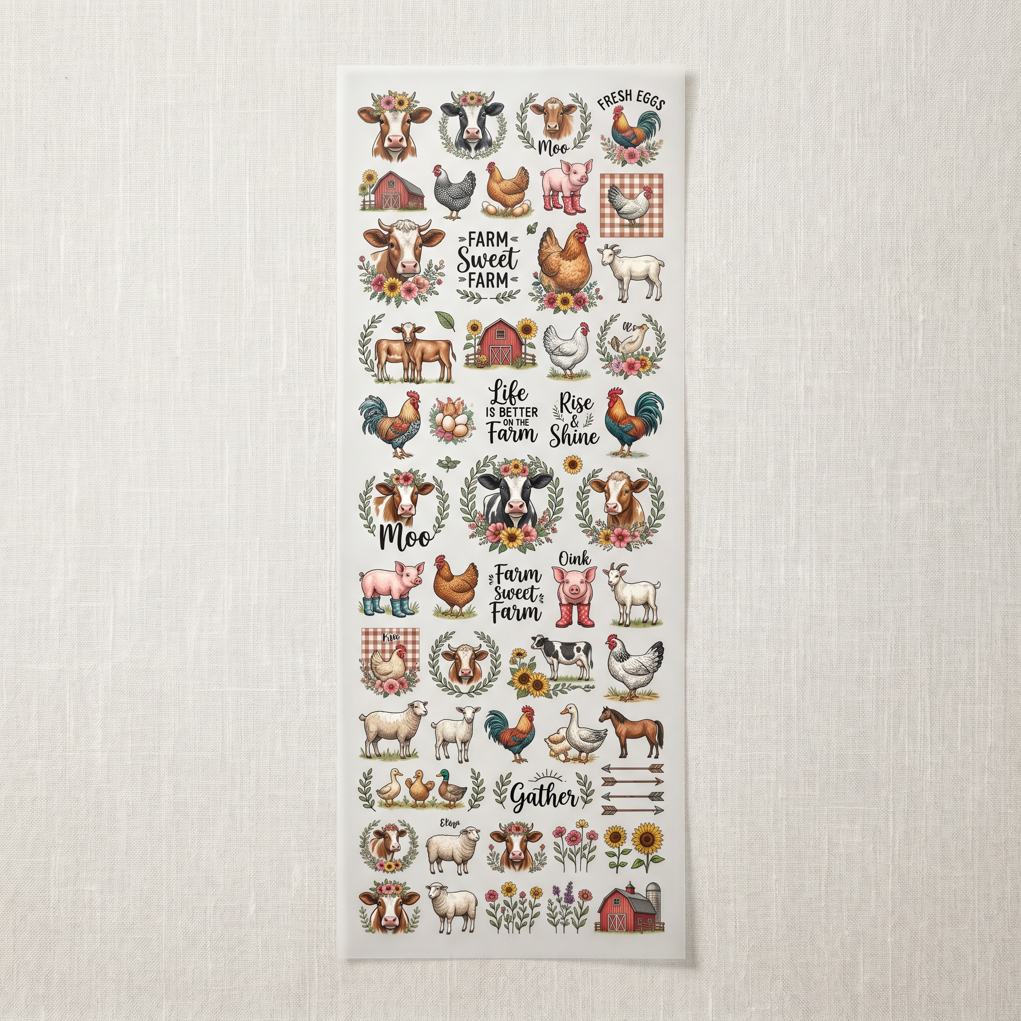 Farmhouse Critters Premade DTF Transfer Gangsheet - 22 x 60 product image