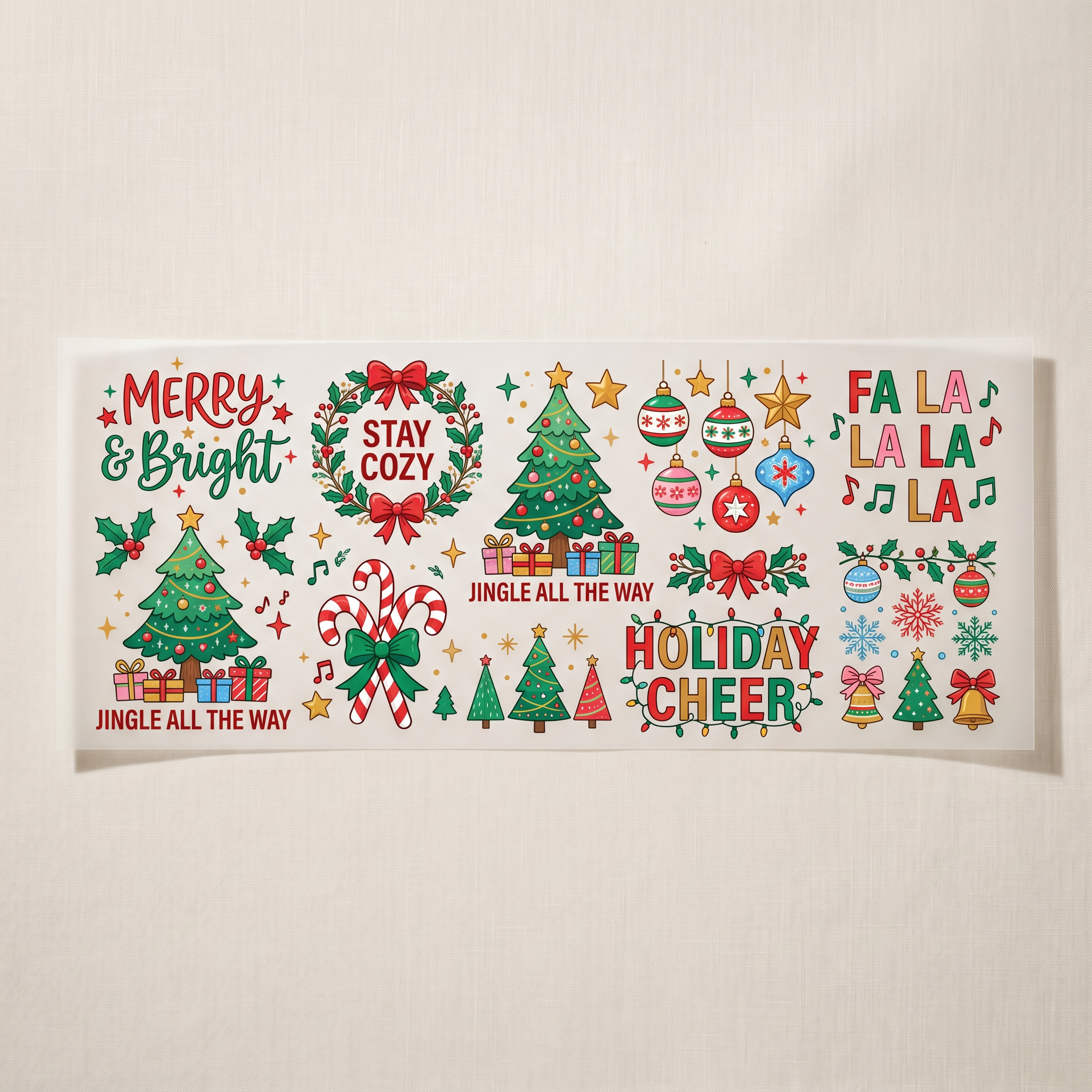 Merry & Bright Premade DTF Transfer Gangsheet - 22 x 60 product image
