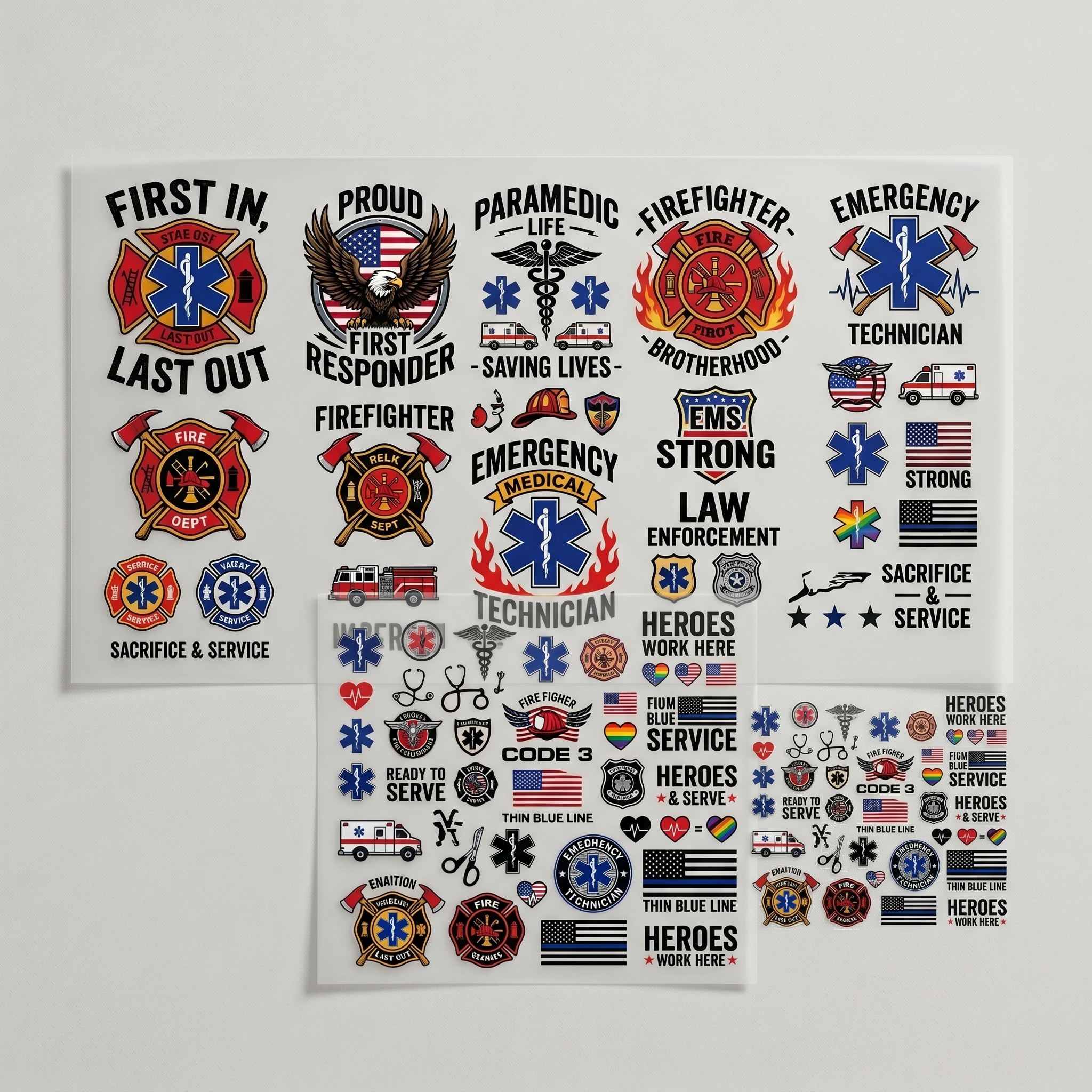 First In, Last Out First Responder Premade DTF Transfer Gangsheet - 22 x 60 product image