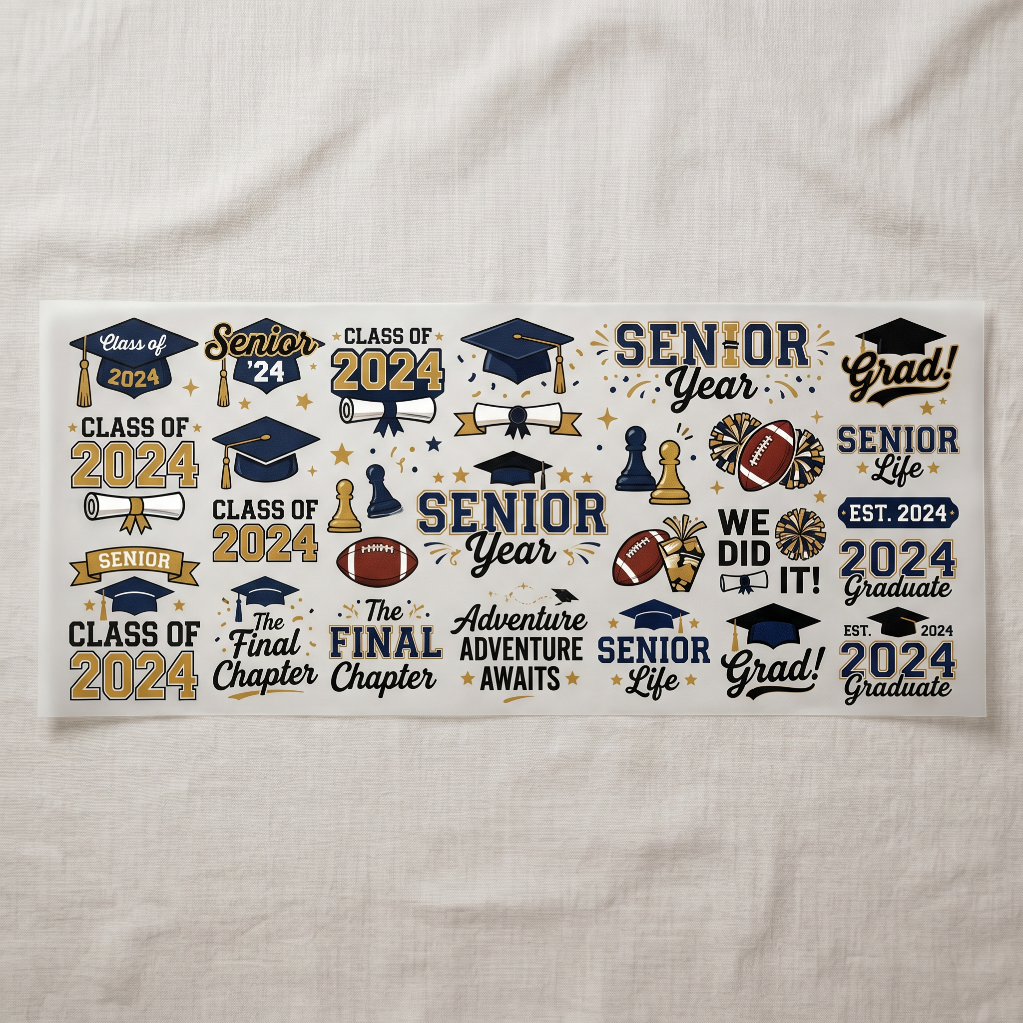 Senior Year Celebrations Premade DTF Transfer Gangsheet - 22 x 60 product image