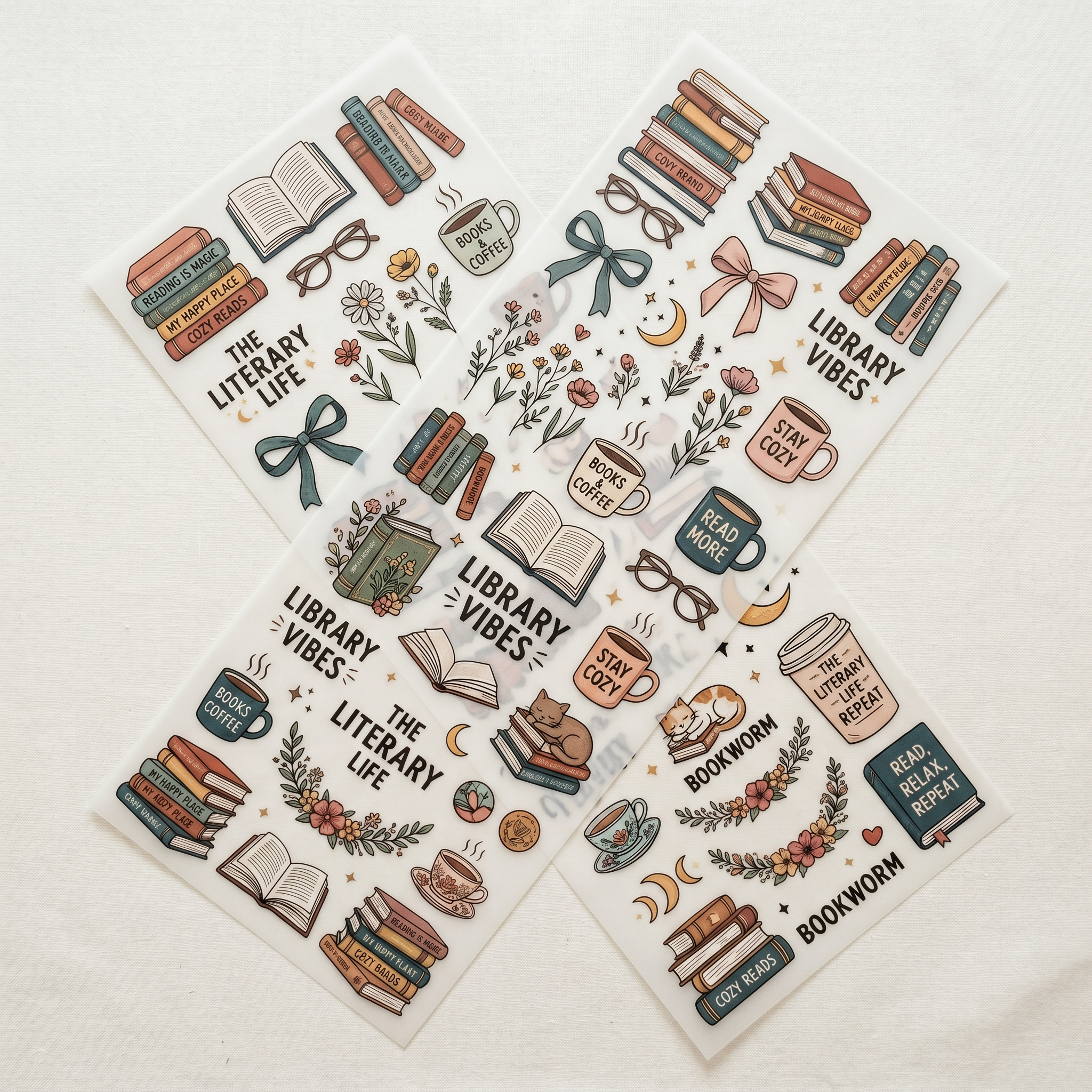 Book Lover Aesthetic Premade DTF Transfer Gangsheet - 22 x 60 product image