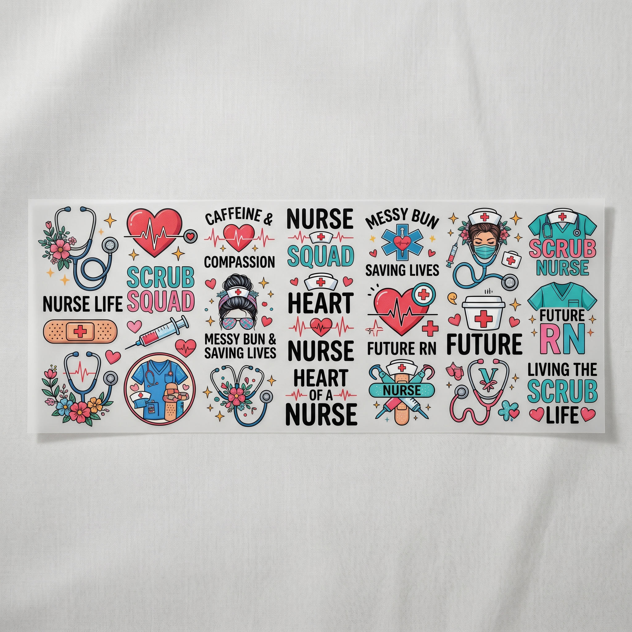 Nurse Life Collection Premade DTF Transfer Gangsheet - 22 x 60 product image