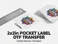 Custom DTF Transfer 2x2in XS Pocket and Label