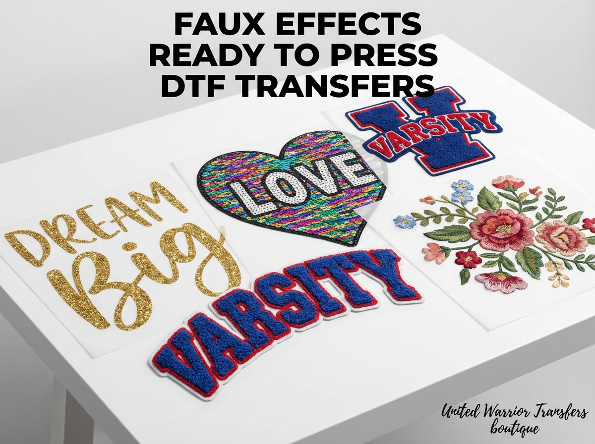Ready to Press DTF Transfers Faux Embroidery
