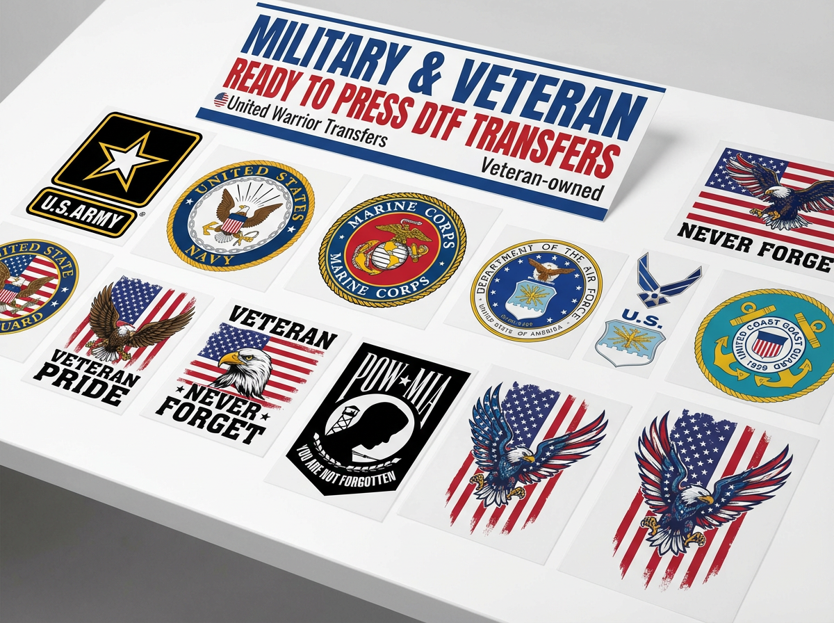 Ready to Press DTF Transfers Military and Veteran